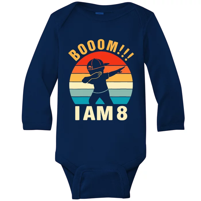 Kids Dabbing Birthday Shirt 8 Years Old Birthday Outfit Boys Baby Long Sleeve Bodysuit