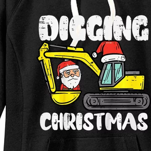 Kids Digging Christmas Excavator Xmas Truck Kids Women's Fleece Hoodie