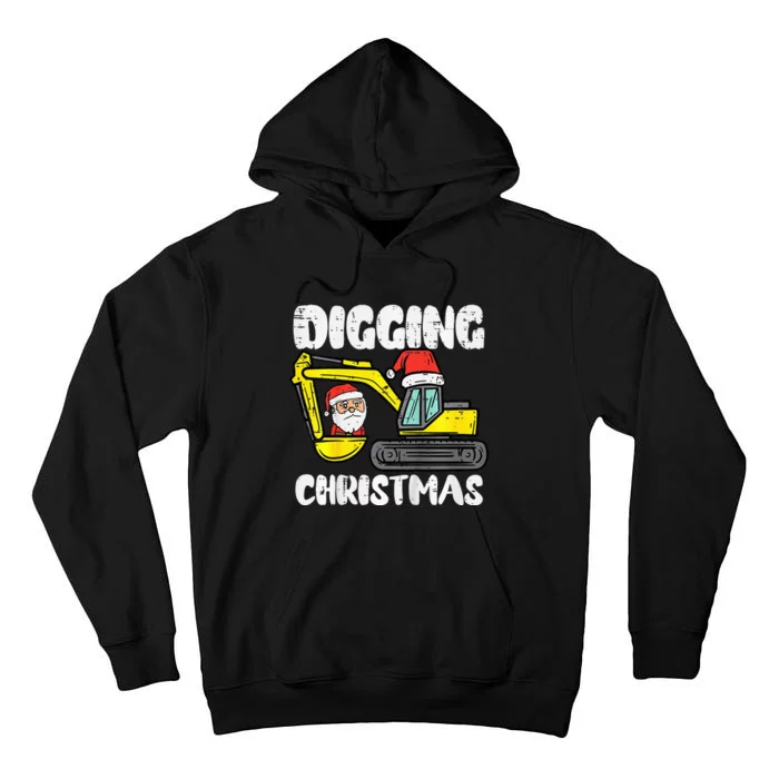 Kids Digging Christmas Excavator Xmas Truck Kids Tall Hoodie