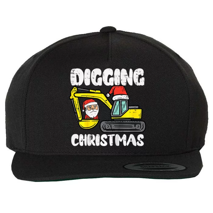 Kids Digging Christmas Excavator Xmas Truck Kids Wool Snapback Cap