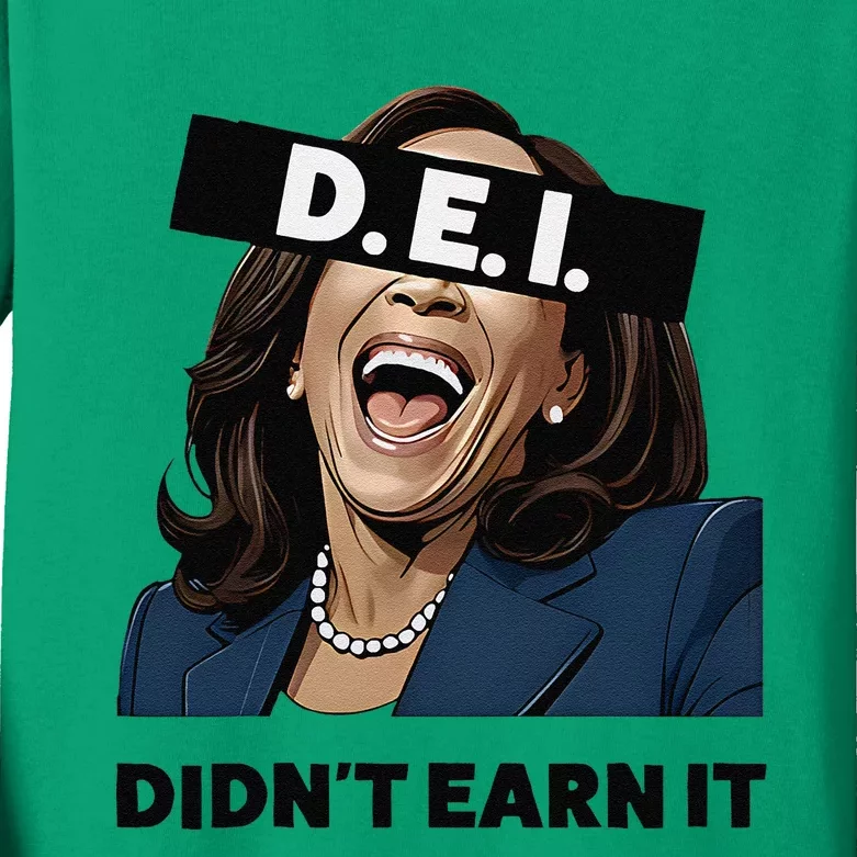 Kamala Dei DidnT Earn It Anti Kamala Harris Vote Trump 2024 Kids Long Sleeve Shirt