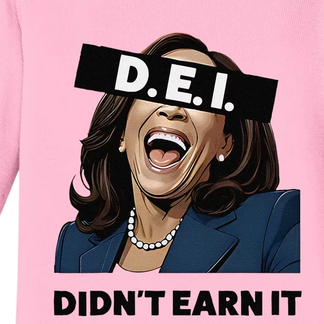 Kamala Dei DidnT Earn It Anti Kamala Harris Vote Trump 2024 Baby Long Sleeve Bodysuit