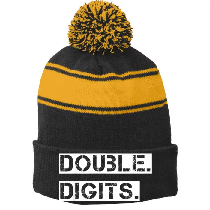 K.i.d.s Double Digits 10th birthday shirt for a cool 10 year old kid Stripe Pom Pom Beanie