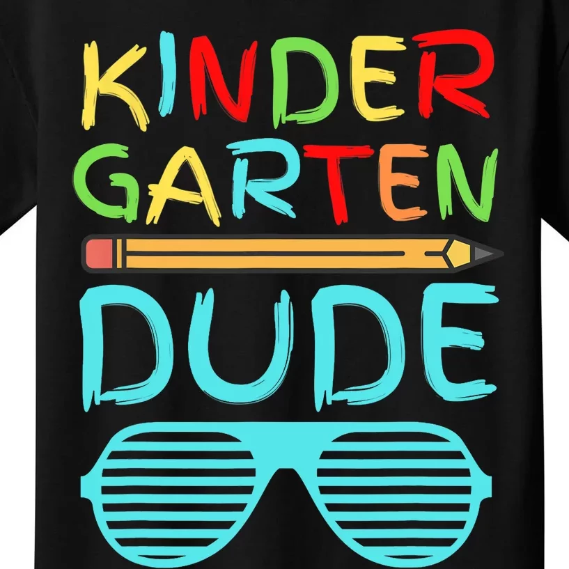 Kindergarten Dude Funny Pencil First Day School Blue Kids T-Shirt