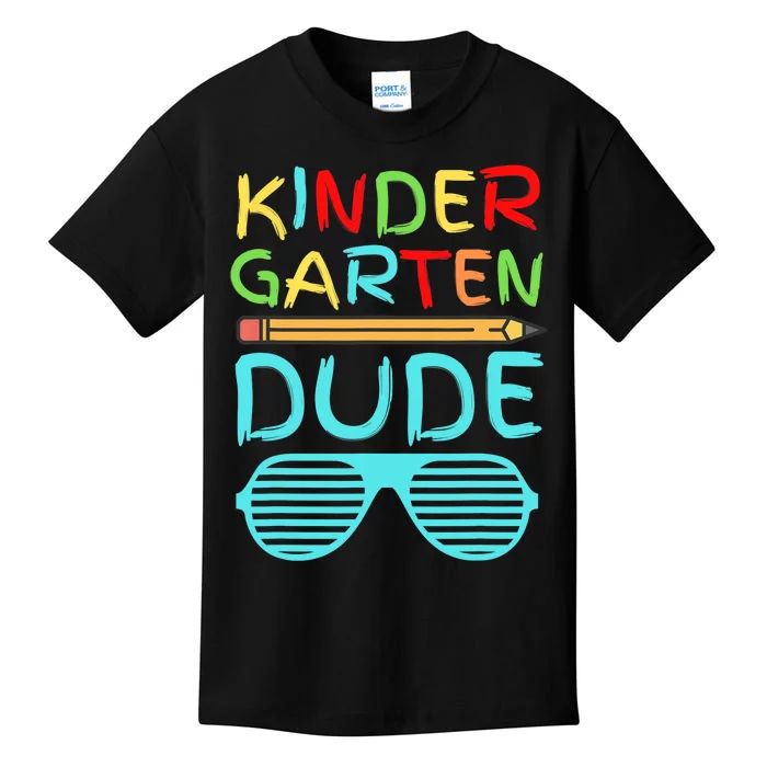 Kindergarten Dude Funny Pencil First Day School Blue Kids T-Shirt