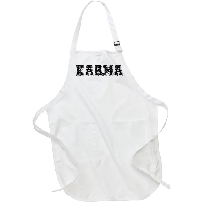 Karma Destressed Font Full-Length Apron With Pocket