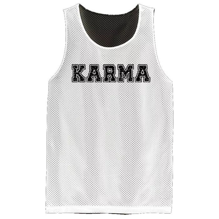 Karma Destressed Font Mesh Reversible Basketball Jersey Tank