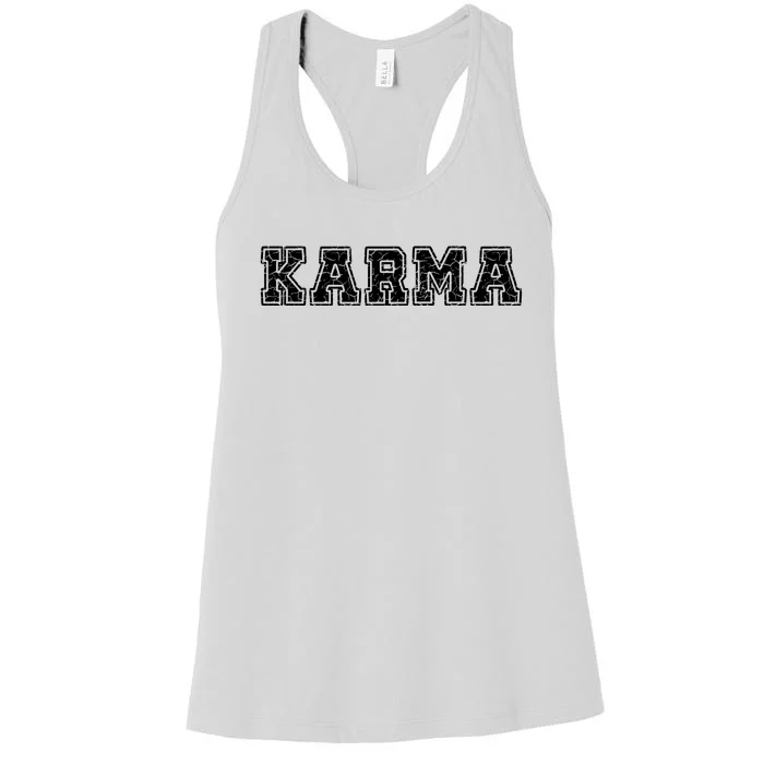 Karma Destressed Font Women's Racerback Tank