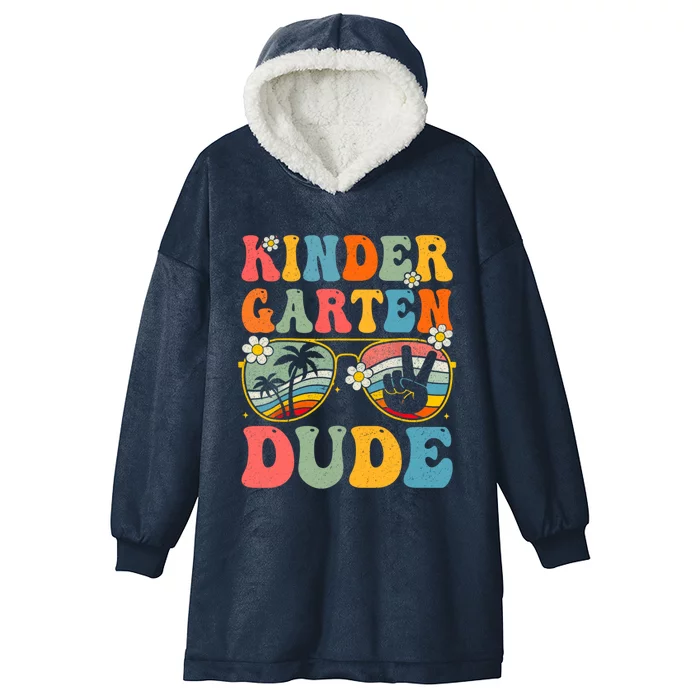 Kindergarten Dude Groovy 1St Day Back To School Teacher Gift Hooded Wearable Blanket