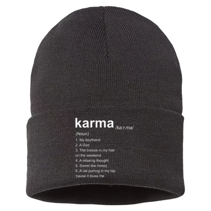 Karma Definition Karma Vibe Quote Sustainable Knit Beanie