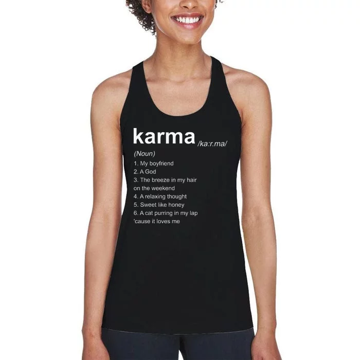 Karma Definition Karma Vibe Quote Women's Racerback Tank