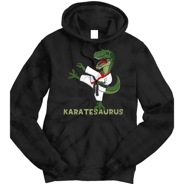 Karate Dinosaur Karatesaurus Trex Karatist Tie Dye Hoodie