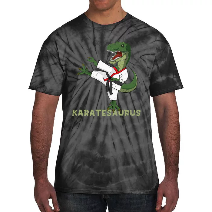 Karate Dinosaur Karatesaurus Trex Karatist Tie-Dye T-Shirt