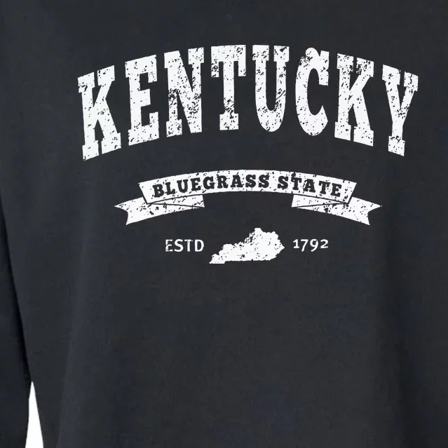 Kentucky Distressed Ky Bluegrass State Cropped Pullover Crew