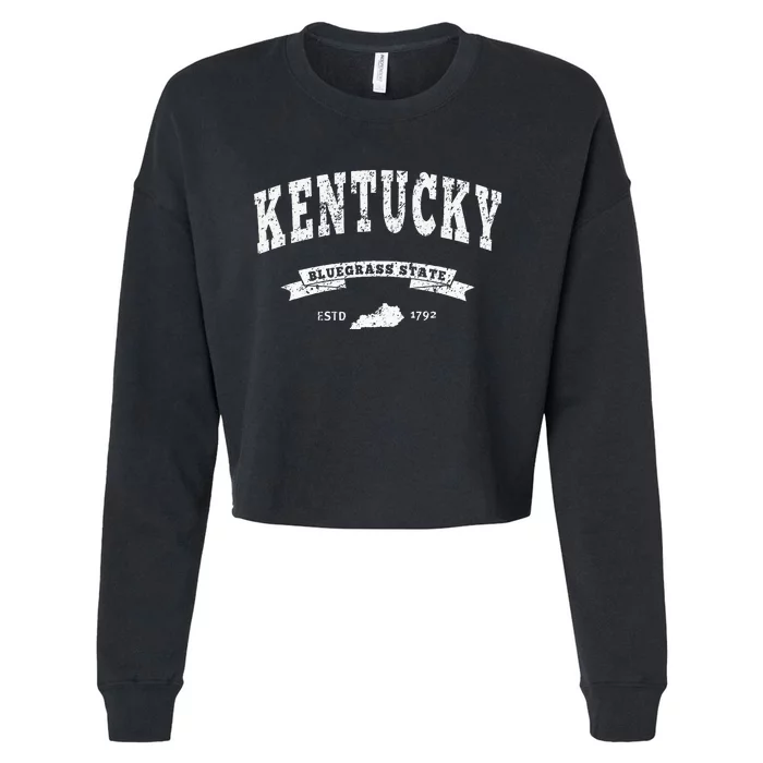 Kentucky Distressed Ky Bluegrass State Cropped Pullover Crew