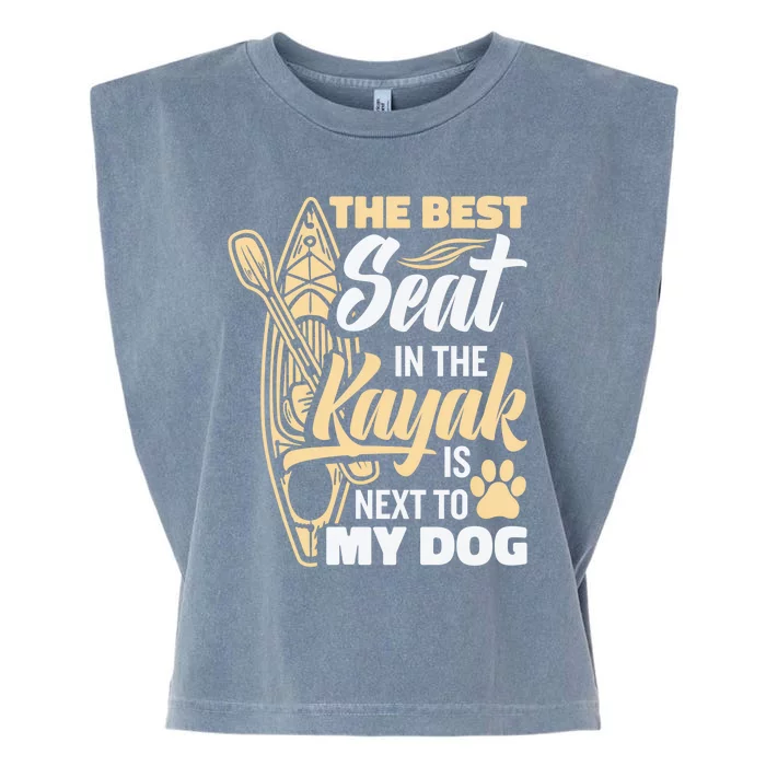 Kayaking Dog Kayaking Gear Lake Kayaking With Dog Kayak Funny Gift Garment-Dyed Women's Muscle Tee