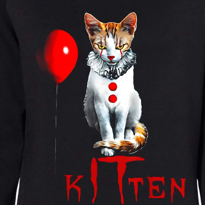 Kitten Dont Look At Me Cat Clown Balloon Halloween Womens California Wash Sweatshirt