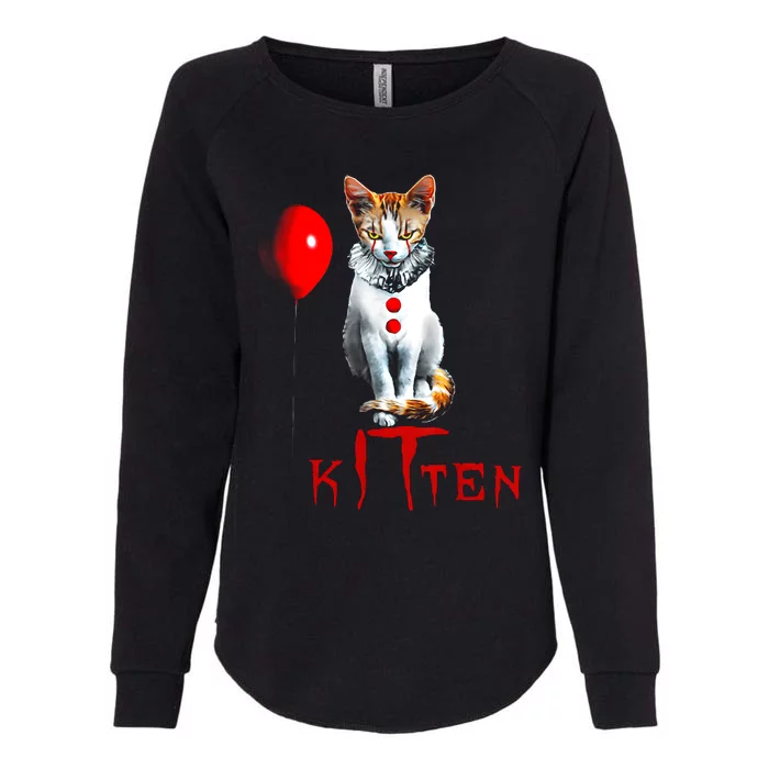 Kitten Dont Look At Me Cat Clown Balloon Halloween Womens California Wash Sweatshirt