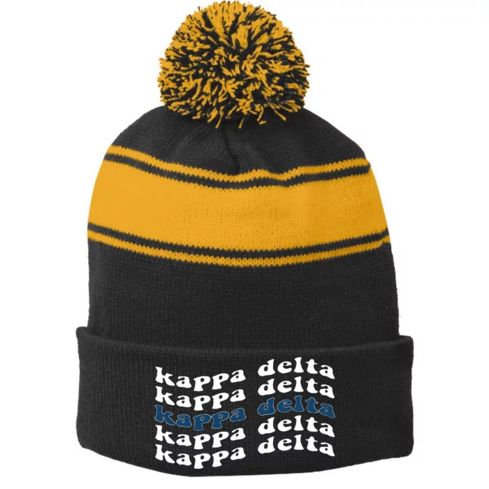 Kappa Delta Merch Kappa Delta Ride The Wave Stripe Pom Pom Beanie