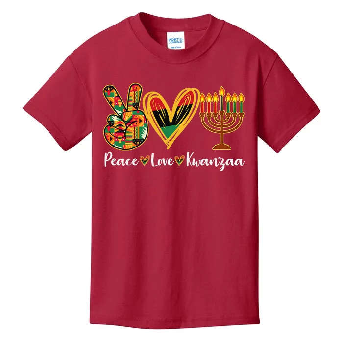 Kwanzaa Decorations Peace Love Kwanzaa Candles Kids T-Shirt