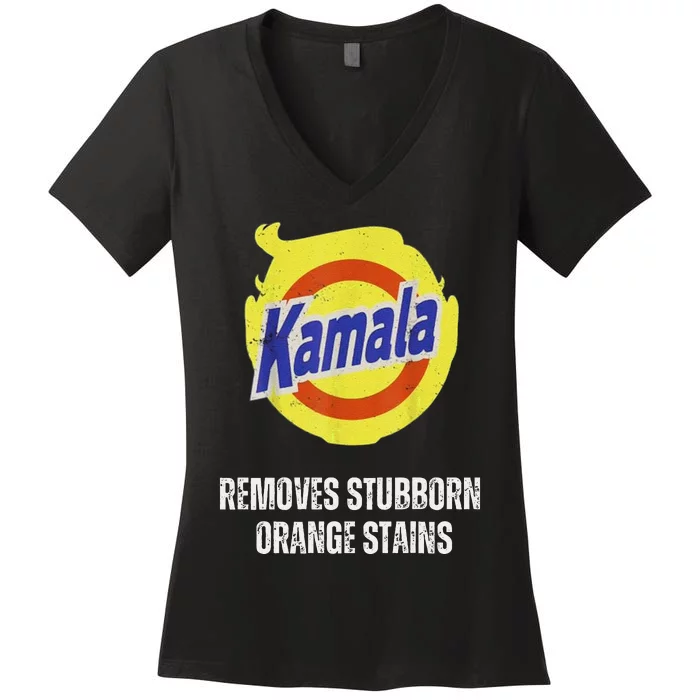 Kamala Detergent Removes Stubborn Orange Stains Antitrump Women's V-Neck T-Shirt