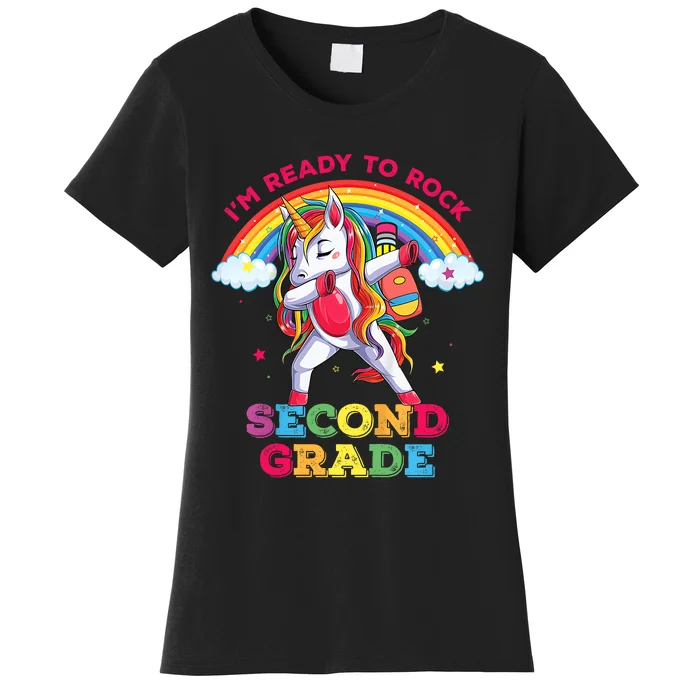 Kids Dabbing Unicorn Im Ready To Rock 2nd Grade Back To School Women's T-Shirt