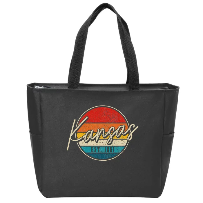 Kansas Est. 1861 Pride Vintage Kansas Zip Tote Bag