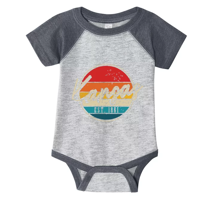 Kansas Est 1861 Pride Vintage Kansas Infant Baby Jersey Bodysuit