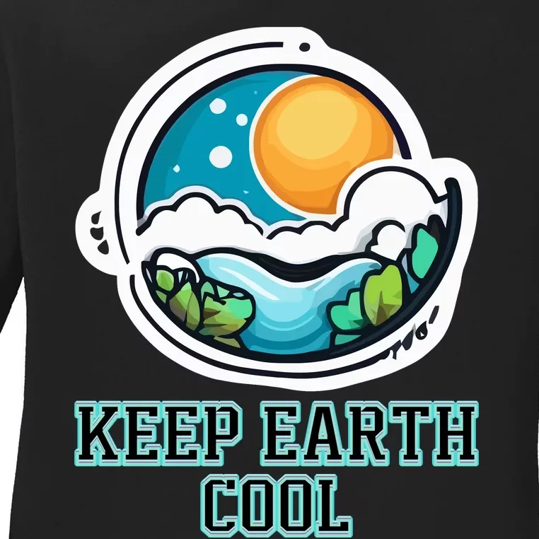 Keep Earth Cool Climate Awareness Ladies Long Sleeve Shirt