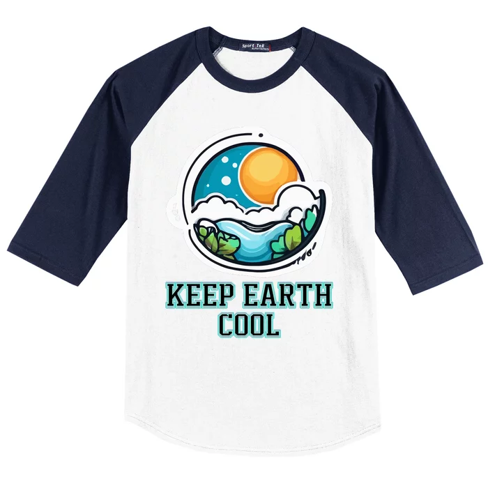 Keep Earth Cool Climate Awareness Baseball Sleeve Shirt