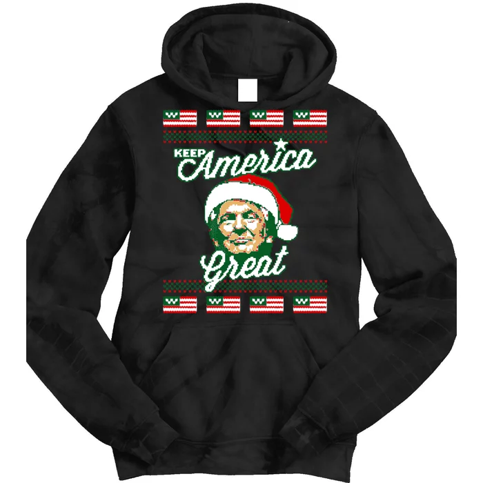 Keep America Great Ugly Christmas Sweater Tie Dye Hoodie