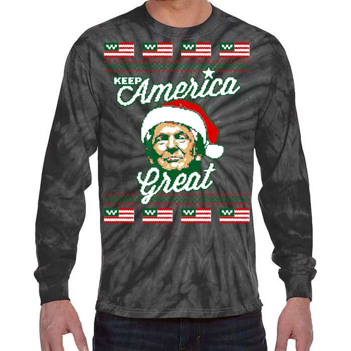 Keep America Great Ugly Christmas Sweater Tie-Dye Long Sleeve Shirt