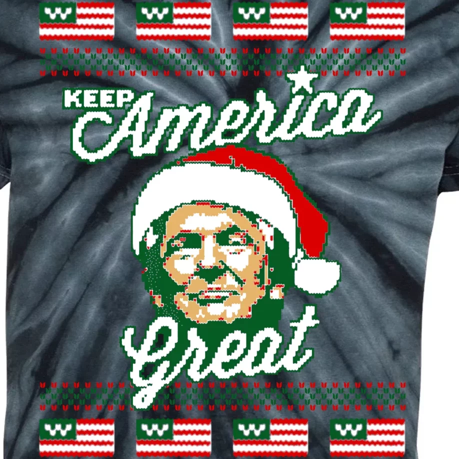 Keep America Great Ugly Christmas Sweater Kids Tie-Dye T-Shirt