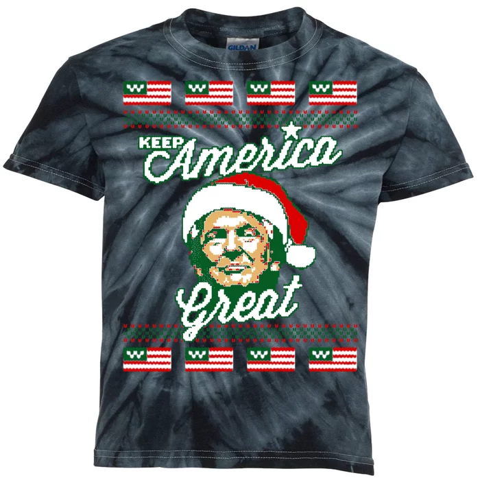 Keep America Great Ugly Christmas Sweater Kids Tie-Dye T-Shirt