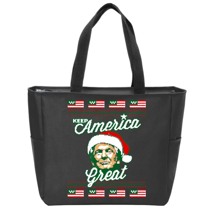 Keep America Great Ugly Christmas Sweater Zip Tote Bag