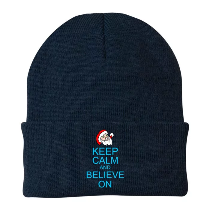 Keep Calm And Believe On Santa Christmas Knit Cap Winter Beanie