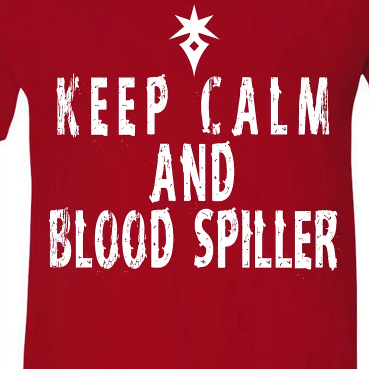 Keep Calm And Blood Spiller Dark Knight FF14 V-Neck T-Shirt