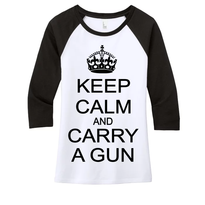 Keep Calm and Carry a Gun Women's Tri-Blend 3/4-Sleeve Raglan Shirt