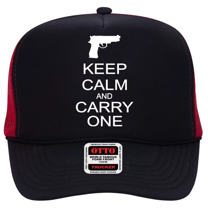 Keep Calm And Carry One High Crown Mesh Trucker Hat