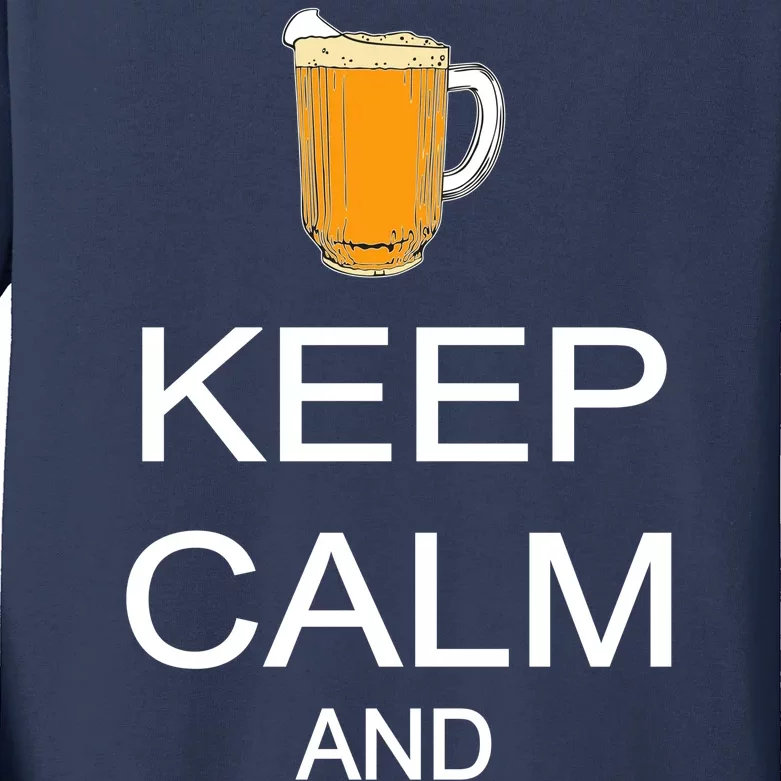 Keep Calm And Drink Beer Pitcher Kids Long Sleeve Shirt