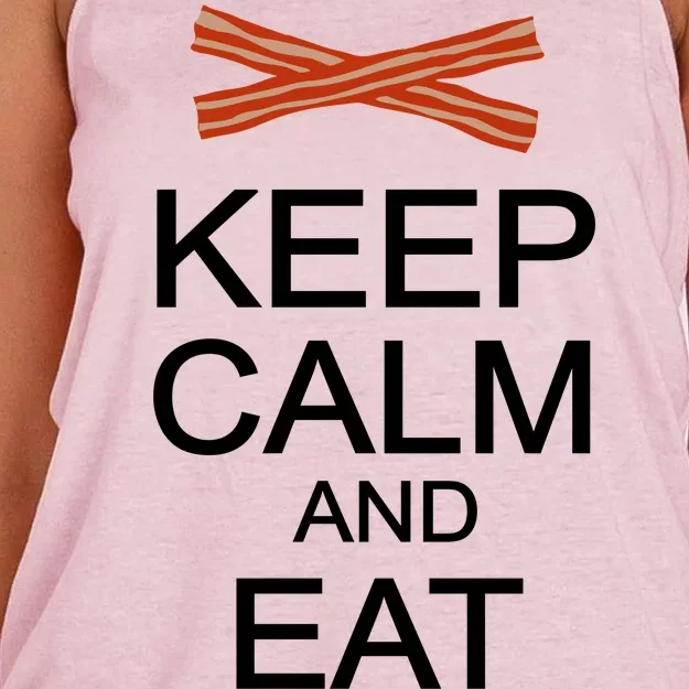 Keep Calm And Eat Bacon Women's Knotted Racerback Tank