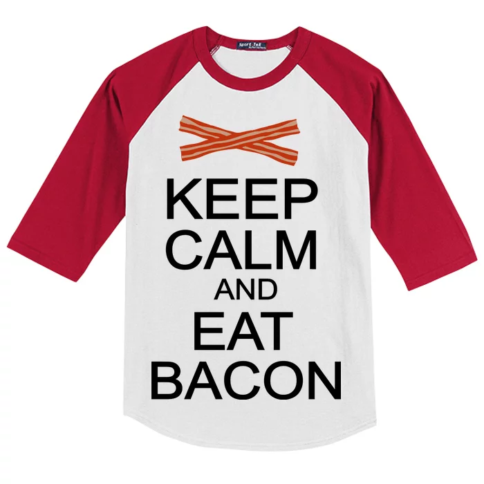 Keep Calm And Eat Bacon Kids Colorblock Raglan Jersey