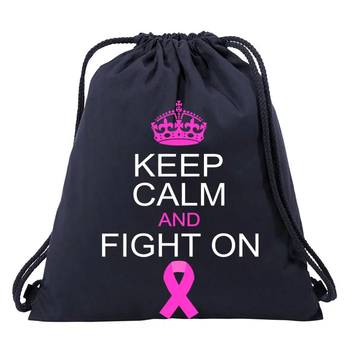 Keep Calm And Fight On Support Drawstring Bag