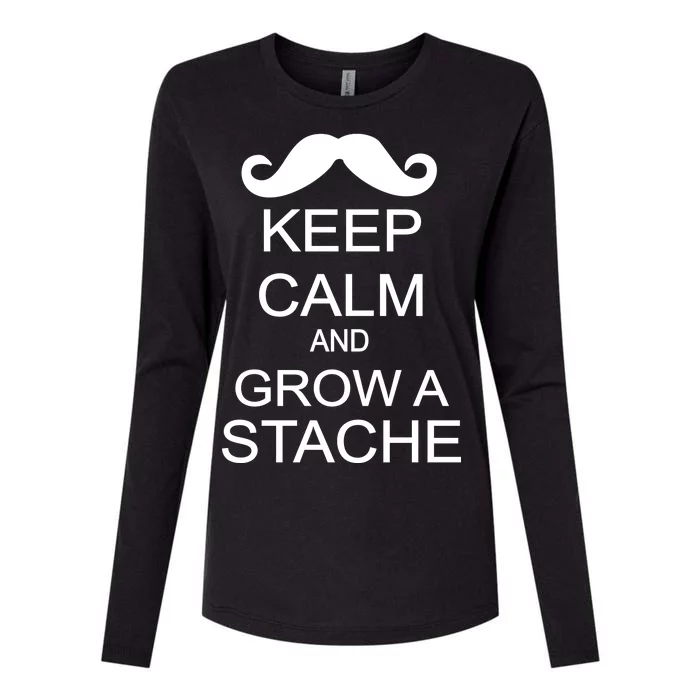 Keep Calm and Grow A Stache Womens Cotton Relaxed Long Sleeve T-Shirt