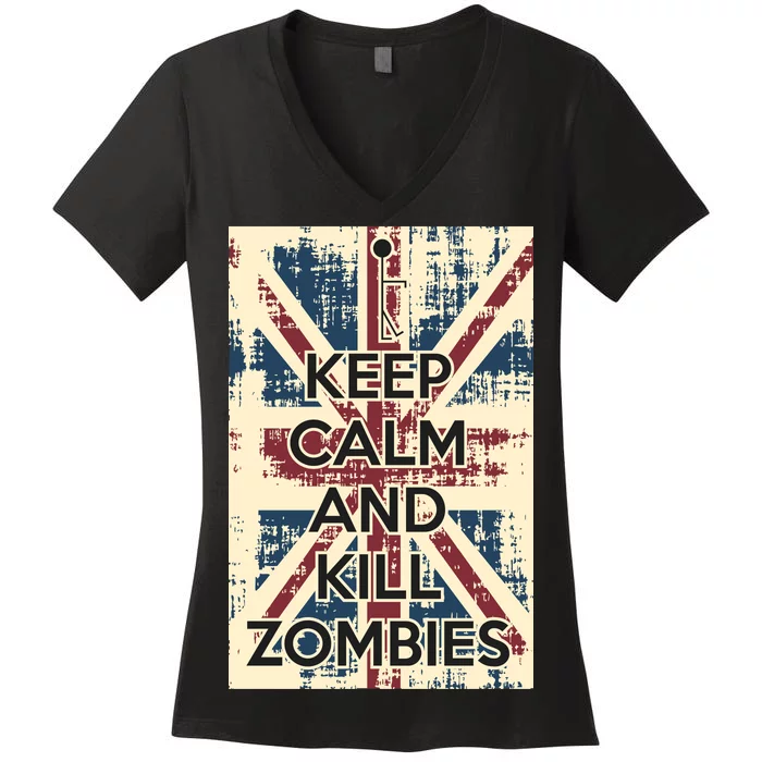 Keep Calm and Kill Zombies Vintage Women's V-Neck T-Shirt