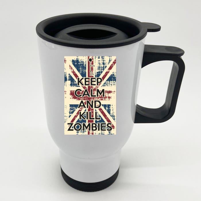 Keep Calm and Kill Zombies Vintage Front & Back Stainless Steel Travel Mug