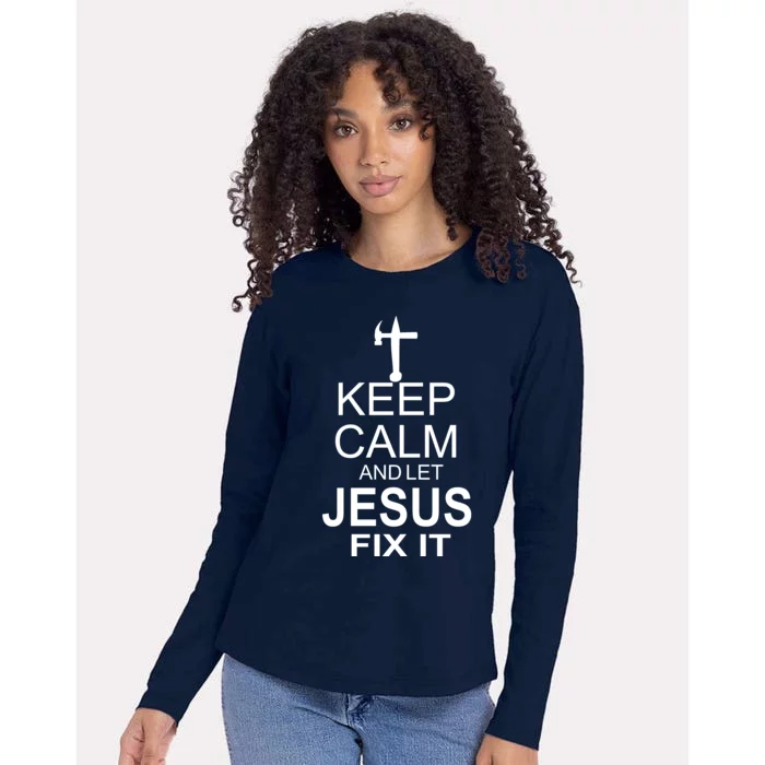 Keep Calm And Let Jesus Fix It Womens Cotton Relaxed Long Sleeve T-Shirt