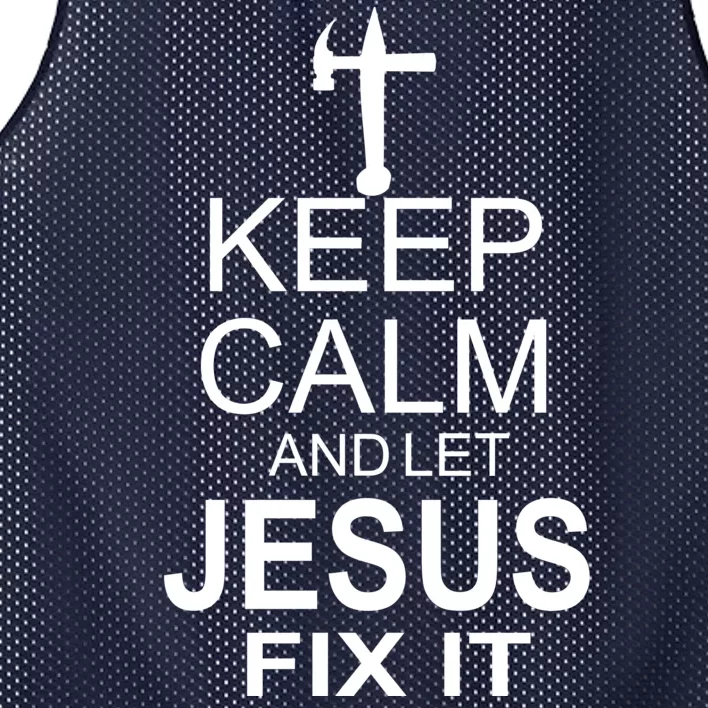 Keep Calm And Let Jesus Fix It Mesh Reversible Basketball Jersey Tank