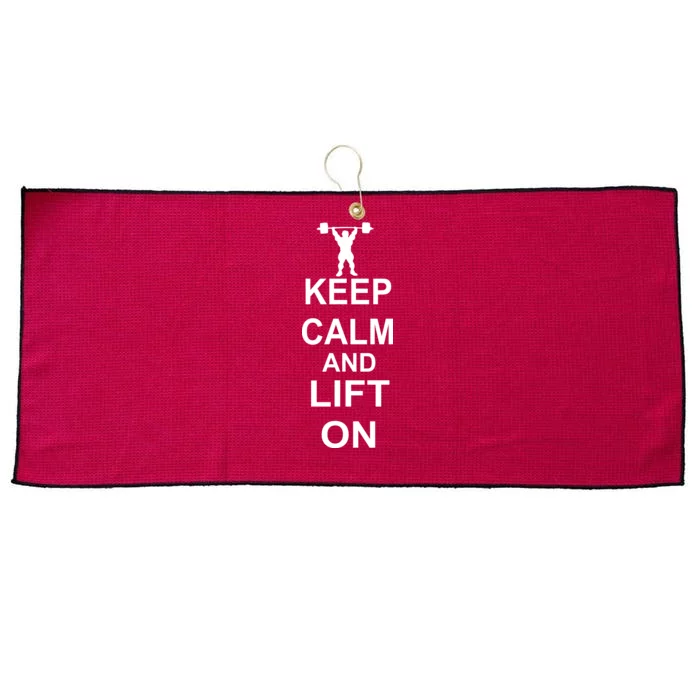 Keep Calm And Lift On Large Microfiber Waffle Golf Towel