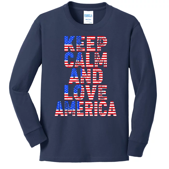 Keep Calm and Love America Kids Long Sleeve Shirt